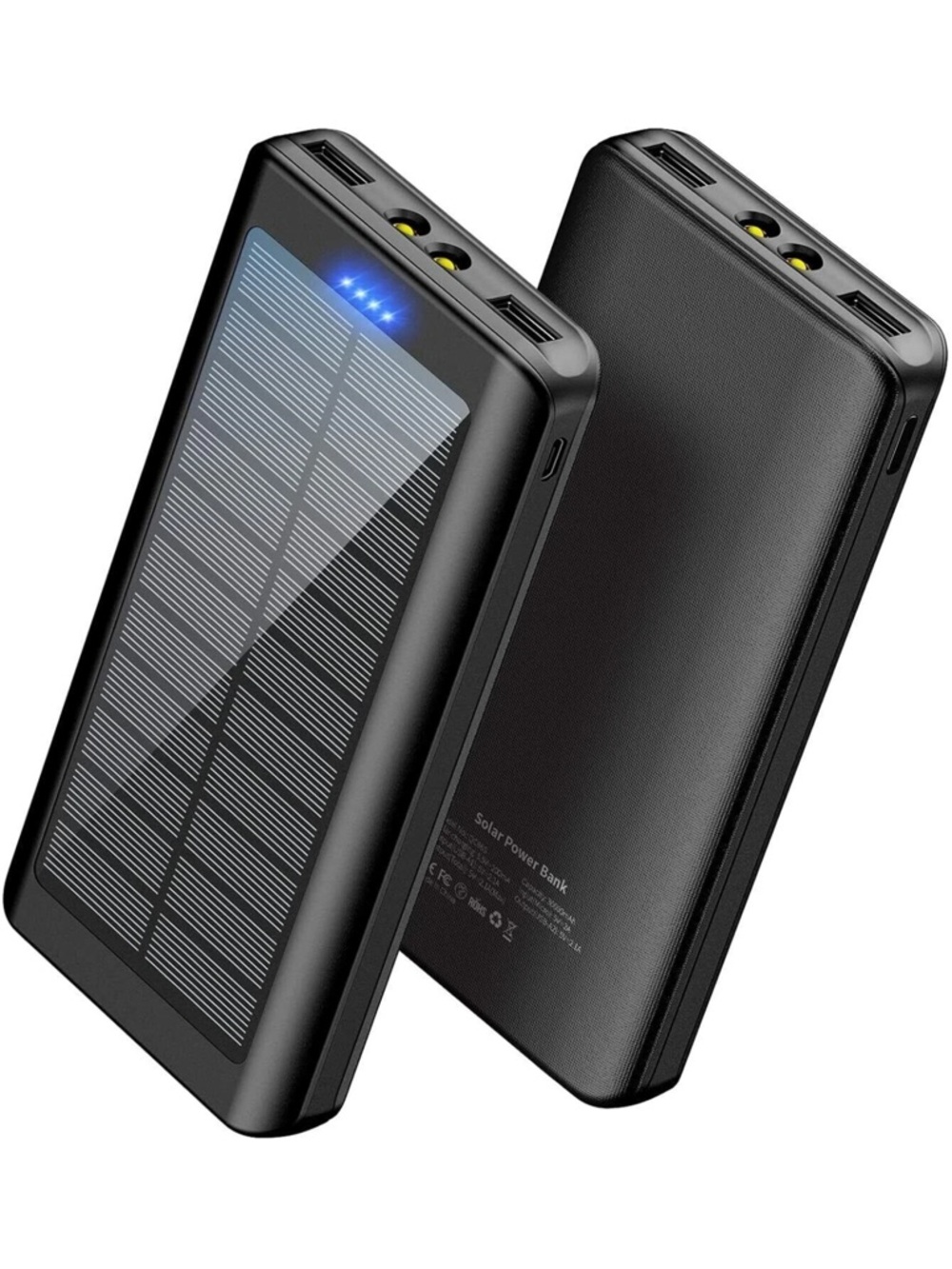 Solar Power Bank Portable Charger 30000mAh External‎ Battery Pack USB Flashlight